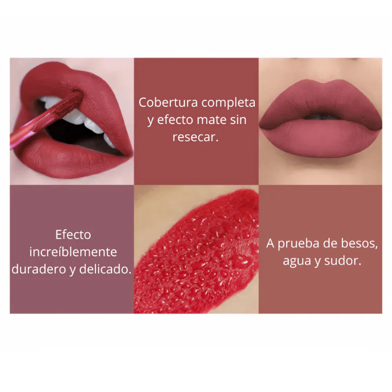 Set de 6 Pintalabios Mate – Tonos Intensos que Duran