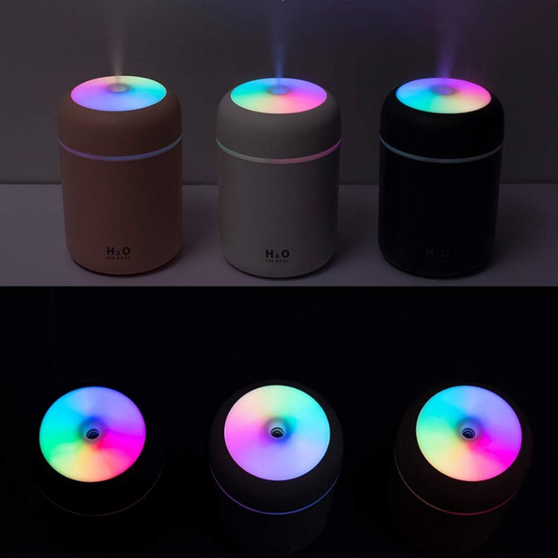Humidificador LED Portátil Negro – USB Compacto