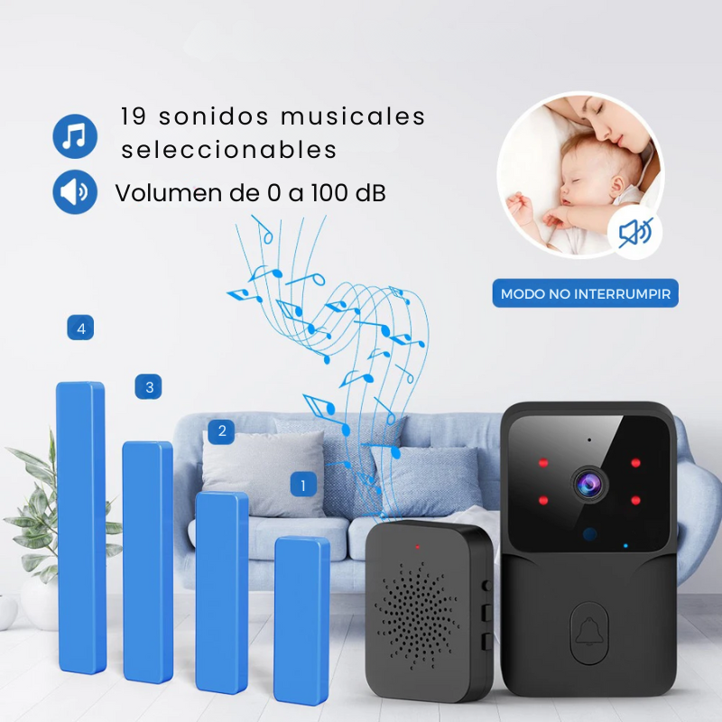 Timbre Inteligente WiFi con Cámara HD y Visión Nocturna