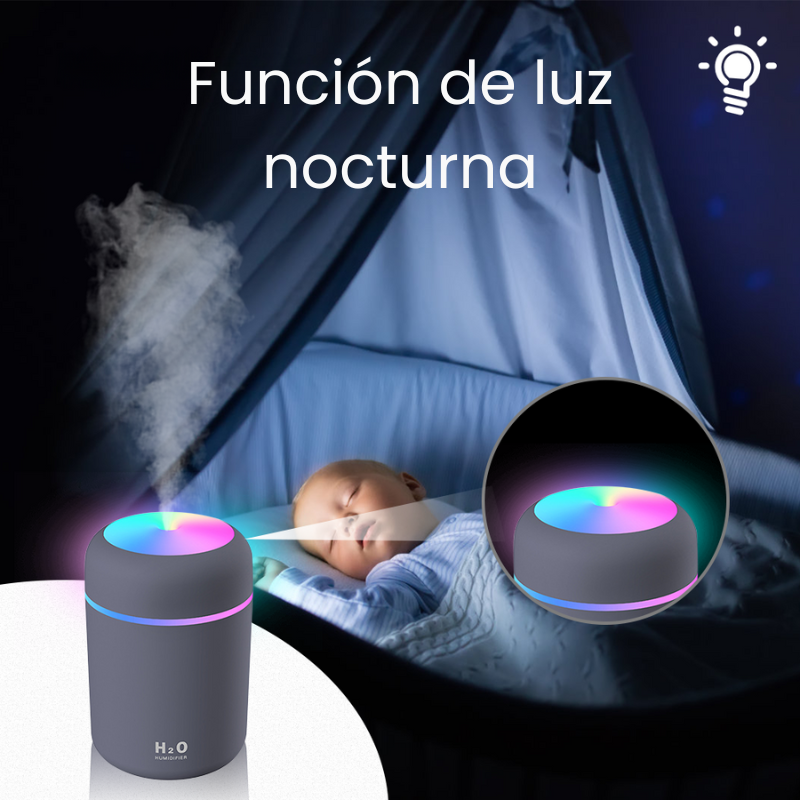 Humidificador LED Portátil Negro – USB Compacto