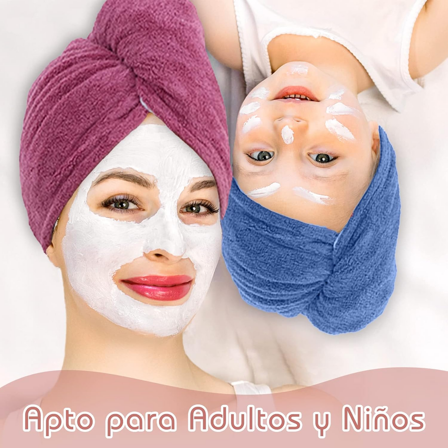 Set de 2 Toallas Turbante para el Cabello (Colores Surtidos)
