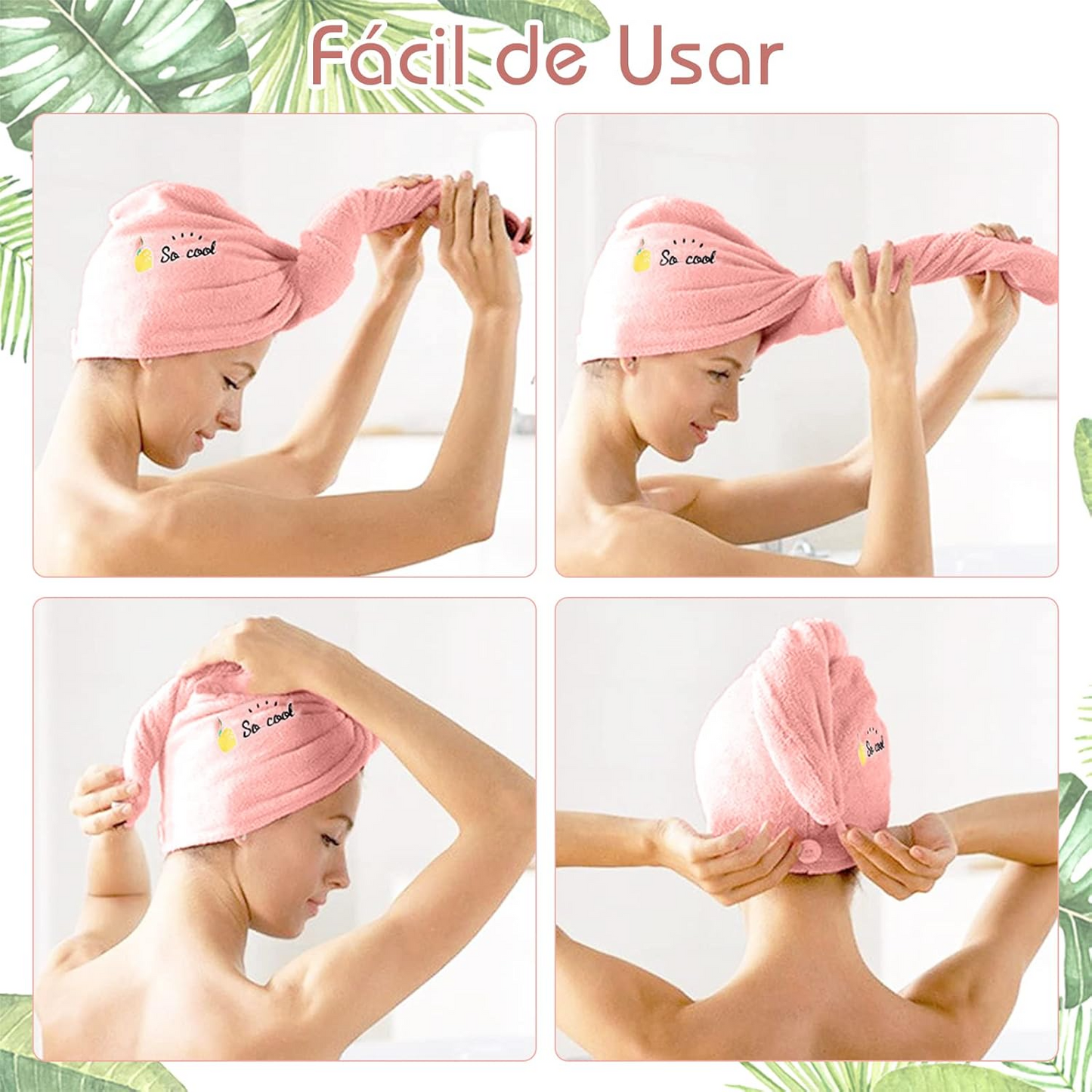 Set de 2 Toallas Turbante para el Cabello (Colores Surtidos)