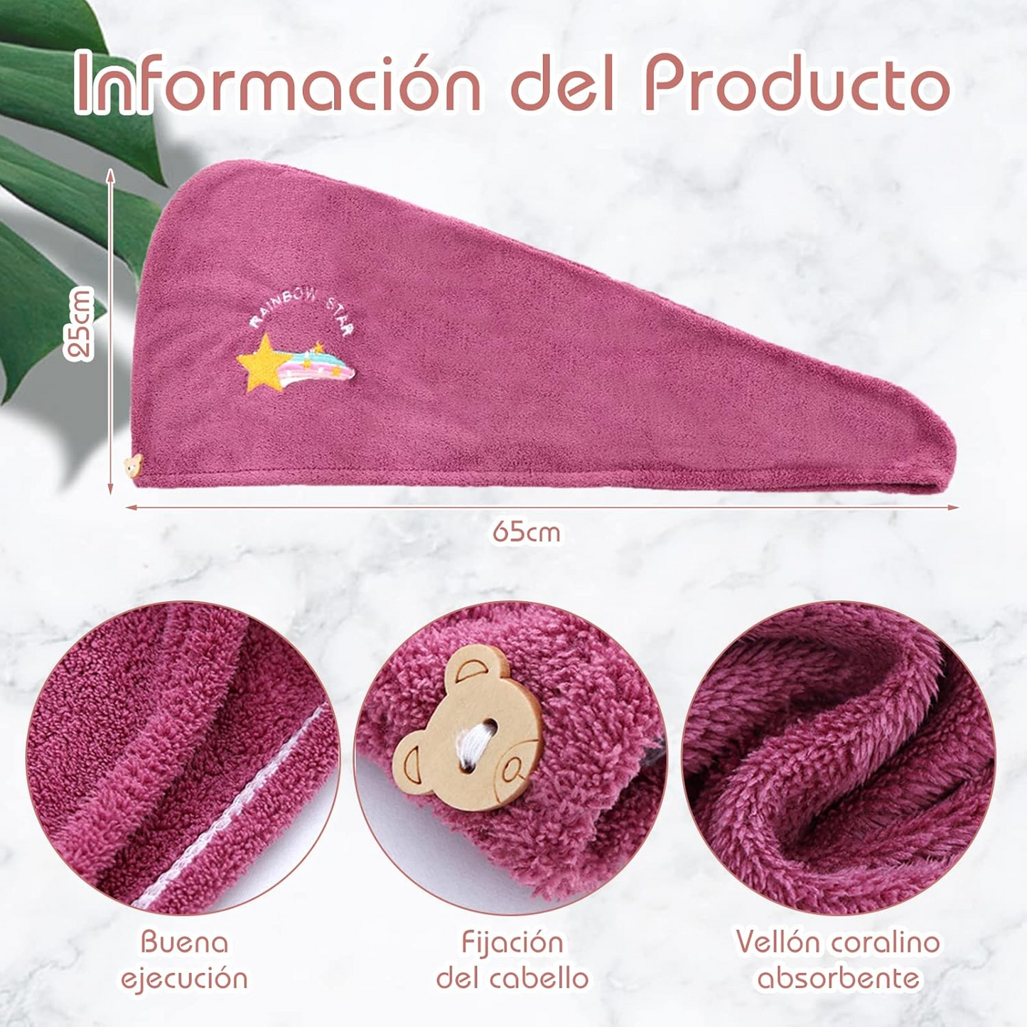 Set de 2 Toallas Turbante para el Cabello (Colores Surtidos)