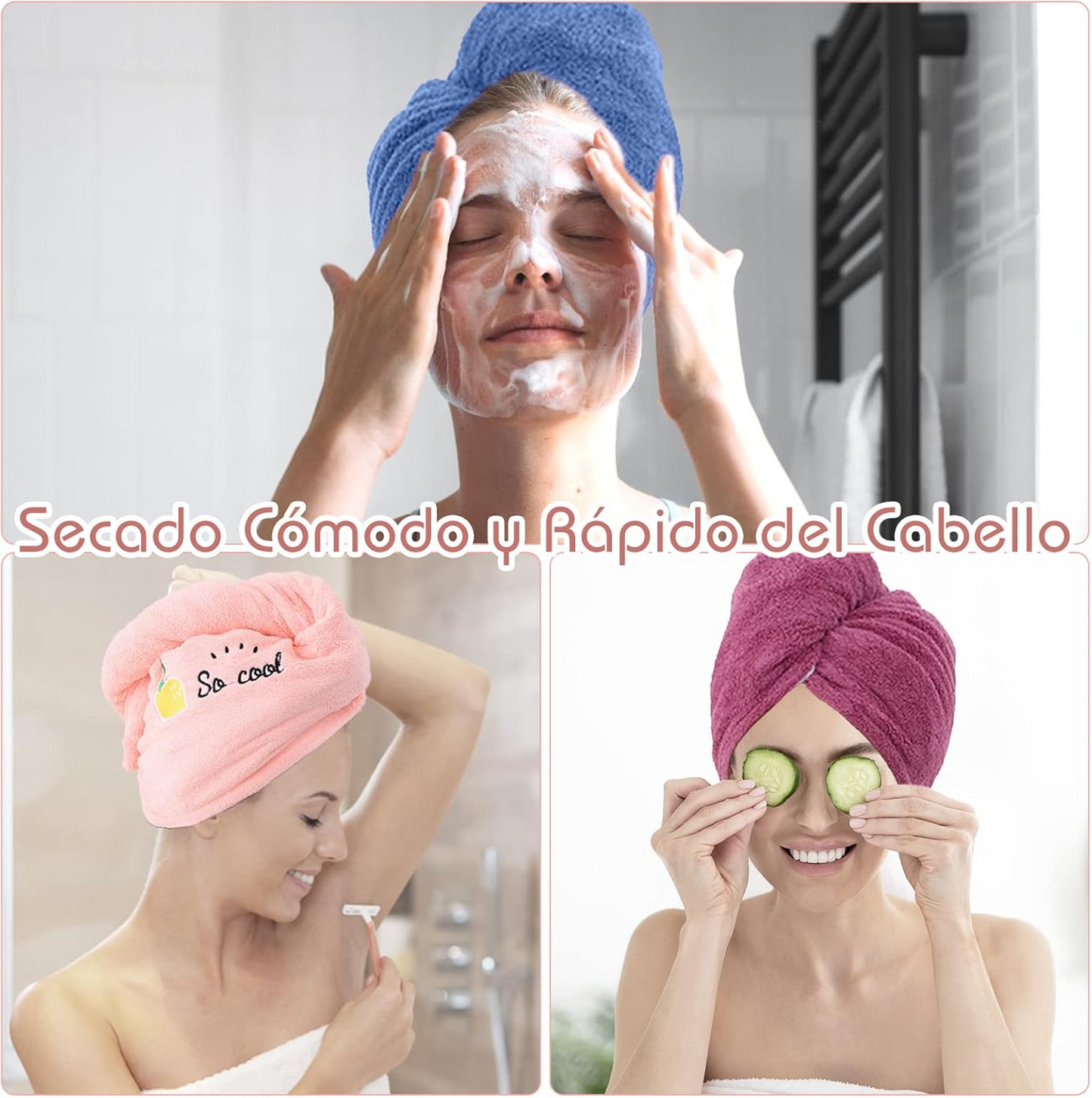 Set de 2 Toallas Turbante para el Cabello (Colores Surtidos)