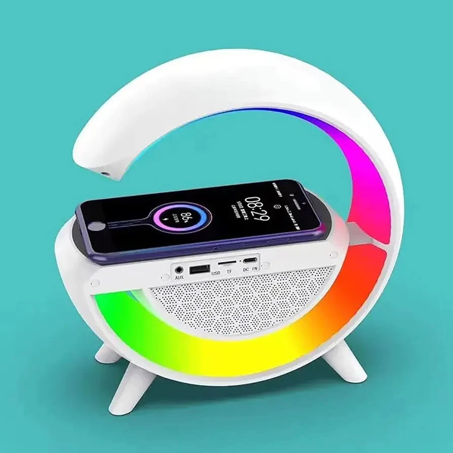 Altavoz Bluetooth G – Cargador inalámbrico + Lámpara LED + Reloj despertador