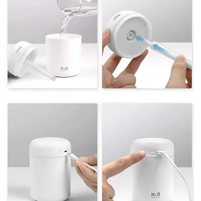 Humidificador LED Portátil Negro – USB Compacto