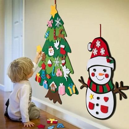 Árbol de Navidad de fieltro con 25 adornos + luces