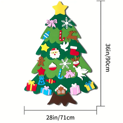 Árbol de Navidad de fieltro con 25 adornos + luces
